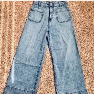 Petite Wide Leg High-Rise Women's Jeans - Light Blue Denim